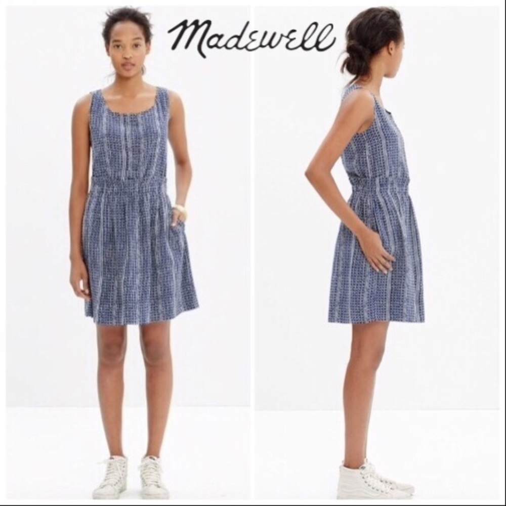 Madewell blue print silk dress
